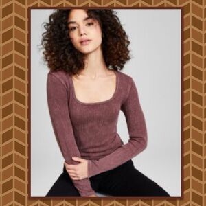 And Now This - Long sleeve brown ribbed top